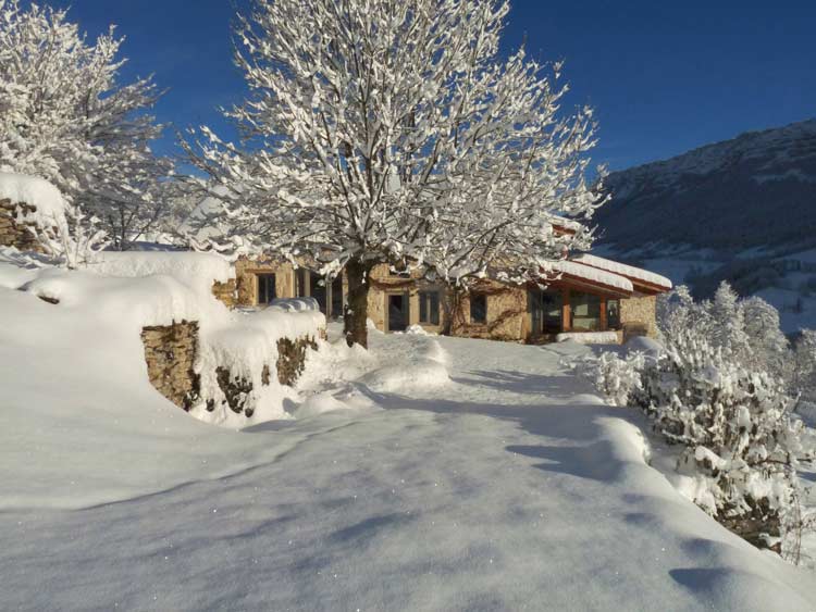 Vue de la terrasse en hiver