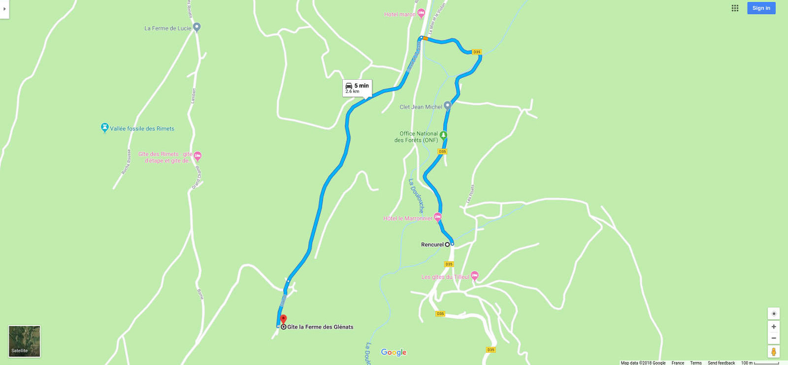 Accès au gîte depuis Rencurel